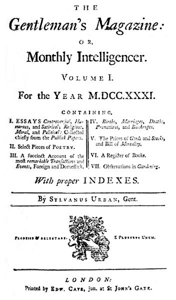 Title page of the Gentleman's Magazine