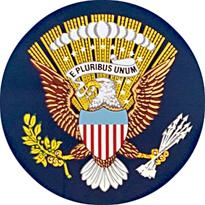 tall glasses, White House Eagle Seal, with Presidential Seal in